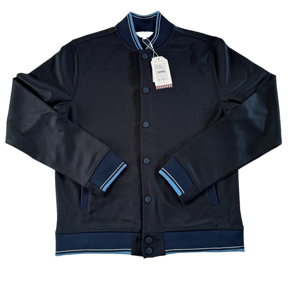 Ben Sherman Navy Blue Bomber Jacket with Light Blue Trim